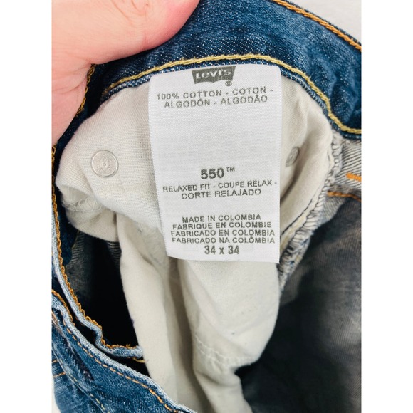 Levis 550 Jeans Mens 34x34 Relaxed Fit 100% Cotton Denim Distressed - Picture 13 of 16